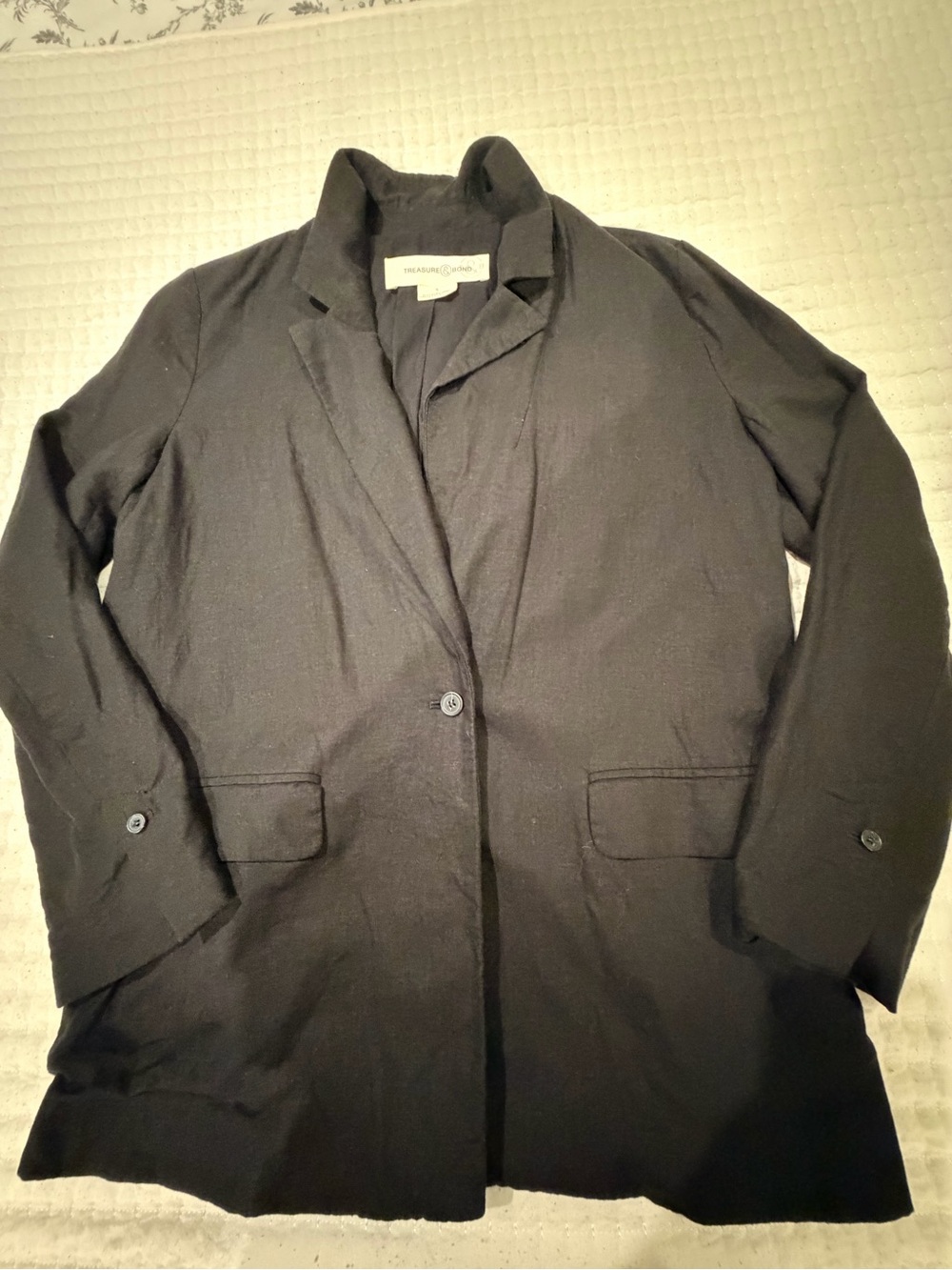 Treasure & Bond Black Open-Front Oversized Blazer